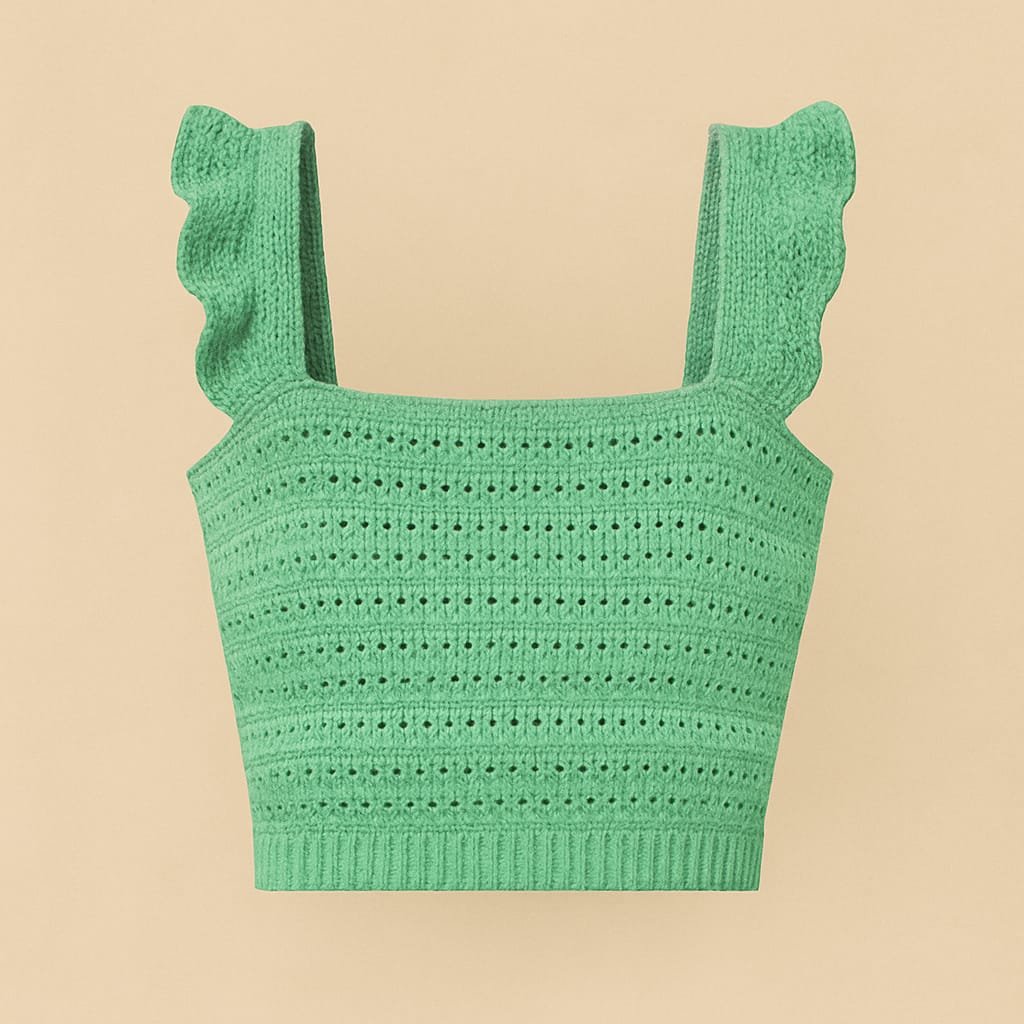 Crop Top Coral Tejido a Mano